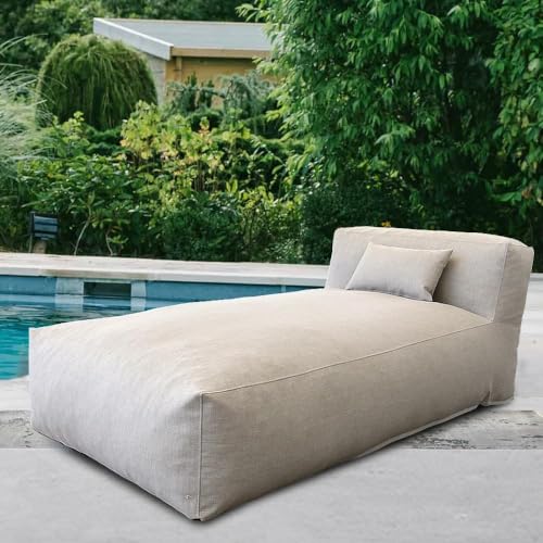 Dineli Modern ANNY-H Lounge Chair Outdoor Bed Lounger Outdoor Couch Sofa Comfy Patio Furniture Dense Foam Pool Loungers Lazy Sofa for Outside, Water-Resistant Sunbed (Light Gray, 70'' Length) - color: Light Gray, 70'' Length