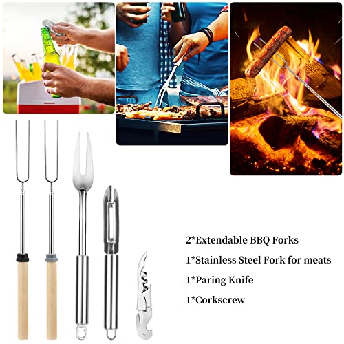 Camping Cooking Utensils Set, Stainless Steel Grill Tools, Camping BBQ Cookware Gear and Equipment for Travel Tenting RV Van Picnic Portable Kitchen Essentials Accessories - color: Black-16 PCS