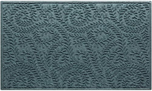 WaterHog Boxwood Front Door Mat Indoor Outdoor Entrance, Absorbent All-Weather Doormat with Non-Slip Rubber Backing, Dirt & Moisture Trapper, Low Profile & Easy Clean, Made in USA, 35"x59" Bluestone - color: Bluestone, size: Large 35"x59" (3'x5')