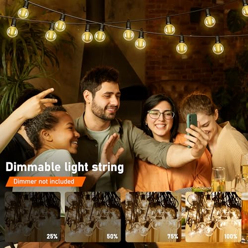 25Ft LED G40 Globe Outdoor String Lights Waterproof Patio Lights with 13 Shatterproof Warm White Bulbs, Hanging Light for Backyard Balcony Wedding Christmas Party Decorations, Black Wire - color: Black Wire, size: 25Ft