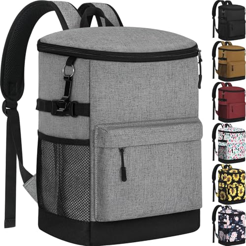 Tenot Cooler Backpack 33/40 Cans Backpack Coolers Insulated Leak Proof Soft Beach Cooler Bag for Men Women Ice Chest Backpack Camping Hiking Picnic Travel Cooler Lunch Backpack - color: Light Grey, size: 33 Cans