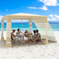 MoKo Beach Cabana, 8'×8' Large Beach Canopy with Side Wall, UPF 50+ Protection Easy Setup Beach Tent Sun Shelter, Adjustable Height Wind Resistant Cabana Beach Tent for Whole Family, Khaki Stripe - color: Khaki Stripe