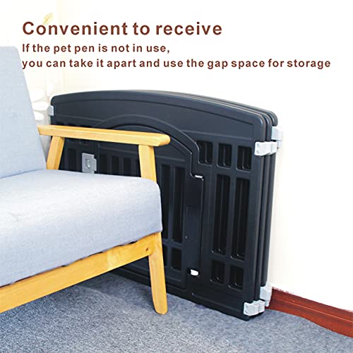 Pet Playpen Foldable Gate for Dogs Heavy Plastic Puppy Exercise Pen Small Pets Fence Puppies Folding Cage 4 Panels for Puppies and Small Dogs House Black (33.5x33.5 Inches) - color: Black, style: Black 4*panel