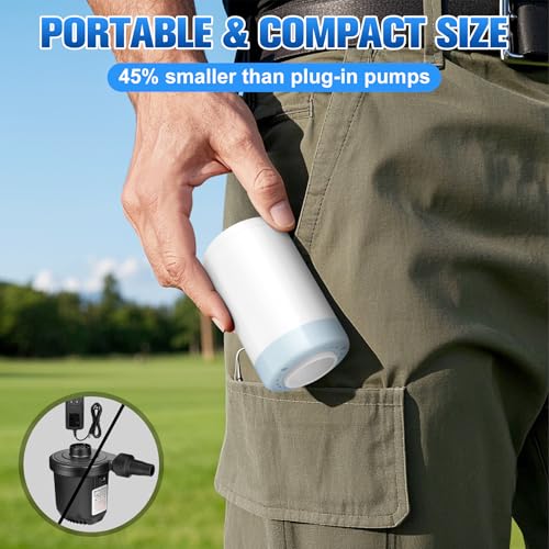 Sinbyuer Portable Mini Air Pump for Inflatables, USB-C Electric Inflator Air Pump with 5 Nozzles, 4KPa Ultra-Fast Inflation/Deflation Tiny Air Pumps for Pool Floats, Air Mattress