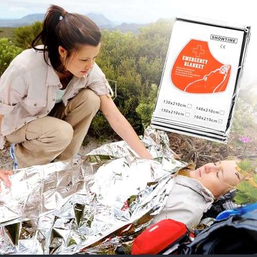 6 Pack Emergency Thermal Blankets for Survival, 82.67”x62.99” Extra Large Mylar Space Blankets, Waterproof & Windproof for Outdoor Camping, Hiking, Survival Kit, First Aid, Car Emergency