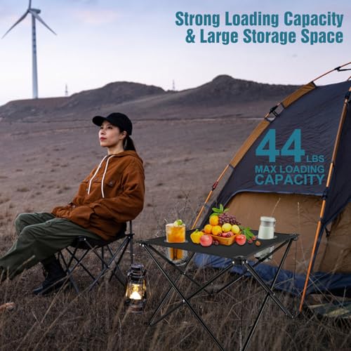 TeqHome Portable Camping Table,Folding Camp Table,Lightweight Waterproof Canvas Beach Tables for Outside with 2 Cup Holders & Carry Bag for Camping, Picnic, Beach, Fishing, Travel and Outdoor RV
