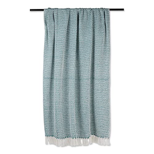 DII Woven Throw Collection 100% Cotton, Basketweave, 50x60, Teal - color: Teal, size: 50x60"