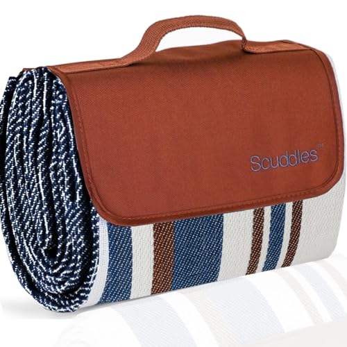 scuddles Extra Large Picnic Blanket – 60" x 60" Waterproof Outdoor Mat with Soft Dual-Layer Comfort, Foldable Travel Rug for Beach, Camping, Lawn, Parks & Family Picnics - color: Tan