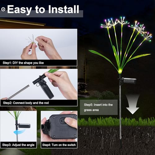 Garden Decor Solar Outdoor Lights, Waterproof Solar Powered Garden Decorative Lights for Christmas Outside Yard Pathway Flowerbed Planter Balcony Patio Gravestone Decor 4-Pack, Multicolor - color: Multicolor, size: 4 Packs