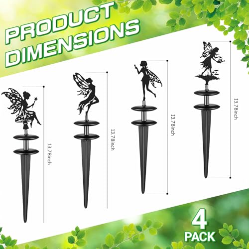 Zonon 4 Packs Metal Garden Hose Guide Stakes 13.8 Inch Heavy Duty Cast Iron Hose Holder Spike with Decorative Flower Fairy Rust Resistant Guides for Garden Lawn Yard Farm Outside Plant Protection - style: Classic