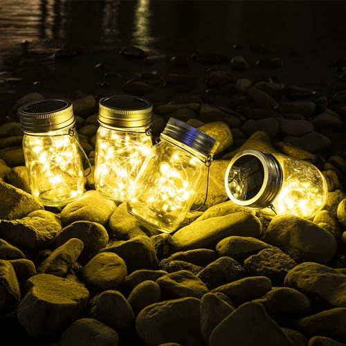 GIGALUMI Solar Mason Jar Lights, 8 Pack 30 Led String Fairy Lights Garden Lights Outdoor Waterproof Hanging Solar Lanterns for Outdoor, Garden, Patio, Lawn, Balcony Decoration - size: 8 Pack