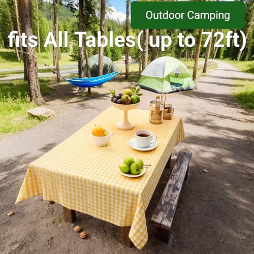 Waterproof Tablecloth, 6ft Table Cover Fitted for Picnic,Camping,Plastic Table Cloth, Heavy Duty Rectangle Tablecloth for Outdoor Party,Kitchen, Birthday, Wedding, Christmas,Decor-72x30inch-yellow - color: Yellow and White
