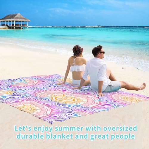 Beach Blanket 78''×81'' Suits 1-5 Adults Waterproof Sandproof Oversized Lightweight Sand Free Beach Blanket Large Picnic Mat for Travel Camping Picnic Hiking - color: Mandala, size: 78''x81''