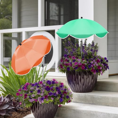 QRRICA 23.6" Adjustable Garden Umbrella Shade for Outdoor Use, Potted Greenery & Garden Beds – Angle-Adjustable Sun Protection - color: 2-pack
