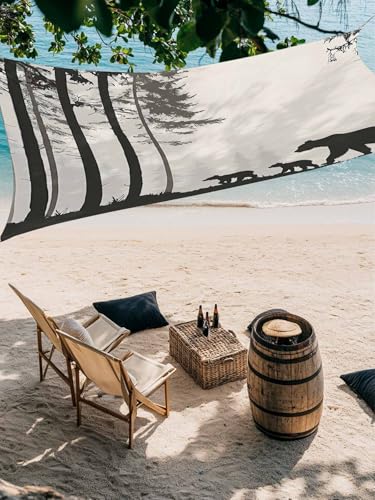 Abstract Sun Shade Sail 14' x 18' Forest Walking Bear Silhouette Natural Scenery Waterproof Sun Shade Rectangle UV Block Canopy Awning Outdoor Sunshade for Patio Porch Pergola Deck Backyard Garden - color: Khaki Black, size: 14' x 18'