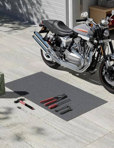 Heavy Duty Oil Spill Mat, Garage Floor Mat, 63" x 31" Waterproof Rubber Backing Oil Absorbent Pads, 1/5" Thick Reusable Under Auto Repair Mat for Garage Floor Surface Protection-Dark Gray - color: Dark Gray, size: 5' 3" x 2' 7"