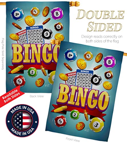 Bingo Win Night Garden House Flag Set Interests Game Bunco Dice Poker Hobbies Leisure Activity Decoration Banner Small Yard Gift Double-Sided, Made in USA