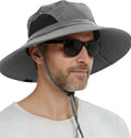 GearTOP Wide Brim Sun Hat for Men & Women, UPF 50+ Fishing Hat with Detachable Neck Flap & Face Cover Gardening Boonie Sunhat - color: Light Gray No Flaps