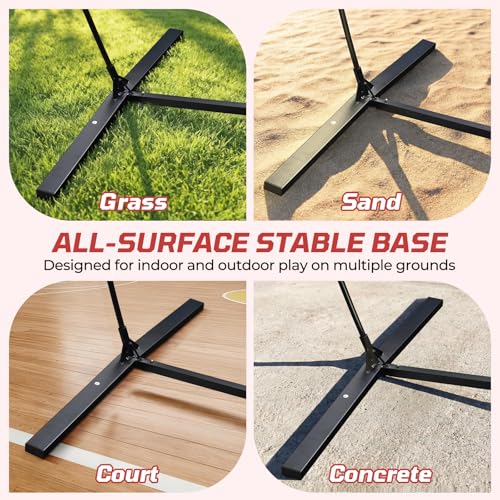 Volleyball Badminton Net Set Combo, 14FT Portable Net System with 5.1FT–8FT Adjustable Height, Backyard Outdoor Game Set with 4 Aluminum Rackets, 3 Shuttlecocks for Lawn Beach Indoor Outdoor Play