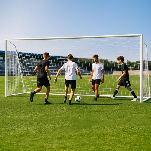 MOPHOTO Soccer Goal, 6X4/8x6/10x6.5/12x6/16x7/18.5x6.5/21x7/24x8ft Soccer Goals for Backyard, Full Size Soccer Goal for Teens & Adults Training - size: 16x7FT, style: Alloy Steel
