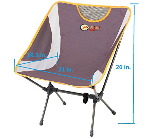 Portal Lightweight Portable Backpacking Chair, Small Folding Compact Camping Chairs for Adults, Outdoor Lounge Chairs with Carry Bag for Travel Hiking Beach Picnic Lawn, Supports 225lbs