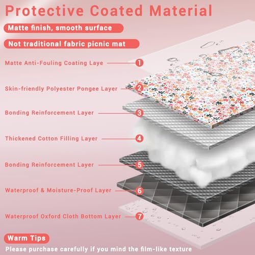 60x80" Picnic Blankets Outdoor Beach Blanket Water Sand Resistant Folding Grass Lawn Concert Park Yard Sitting Mats Backpack Motorhome Rv Camping Essential Campers Patio Garden Gifts Things - color: Multicolored Flowers, size: 6'8" x 5' (Rectangular)