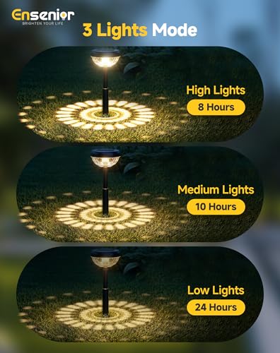 Ensenior Solar Pathway Lights Outdoor, 8-Pack Adjustable Height LED Lights Outdoor Waterproof IP65 for Garden Landscape, Auto On/Off Solar Powered Yard Lights for Walkway (Warm White) - color: Warm White, size: Pack of 8
