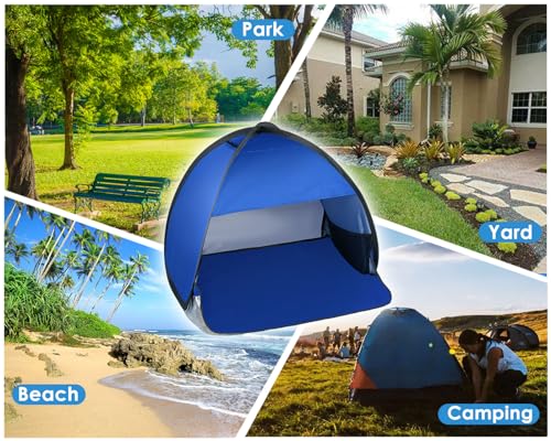 Mini Tent for Pets Small Dog Tent for Beach Portable Pop Up Sun Shade Shelter with Phone Compartment for Puppy and Large Cats Small Animals Sun Canopy for Camping and Outdoor - style: blue