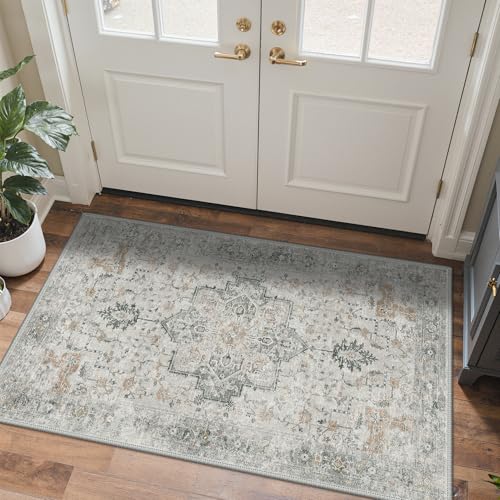 GENIMO Outdoor & Indoor Area Rug 3'x 5', Waterproof, Non-Shedding, Easy Cleaning, Boho Mat for Patio, Living Room, Balcony, Dining Room, RV, Deck, Bedroom, Camping, Outside Carpet,Light Grey Brown - color: Light Grey Brown, size: 3' x 5' (Rectangular)