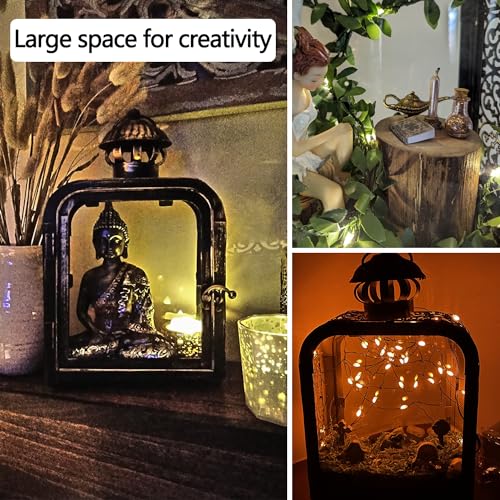 Candle Lantern Decorative Indoor & Outdoor, Vintage Metal Lanterns with Clear Glass, Tabletop&Hanging Candle Holders for Patio Front Porch Home Decor, Christmas Decorations (Bronze) - color: Bronze