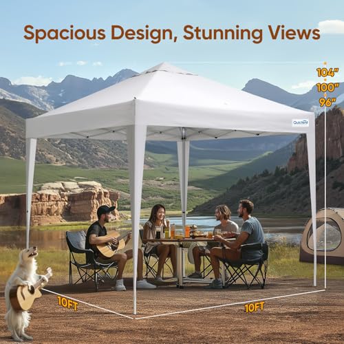 Quictent 10x10 Pop Up Canopy Tent Without Sidewall, Instant Setup Gazebo for 1 Person, Portable & Compact, Waterproof & UV Protection, Ideal for Camping, Beach, Parties, and Outdoor Events - color: White, size: 10x10 without Sidewall