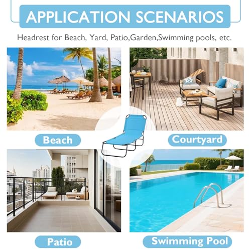 Majnesvon Outdoor Sun Tanning Chairs with 5-Level Reclining Back, Folding Chaise Lounge Pool Chairs with Steel Frame, for Beach, Yard, Patio(Blue 3) - color: Blue 3