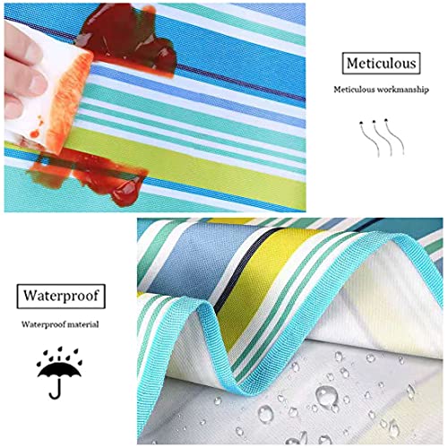 K Y KANGYUN Picnic Blanket | Beach Mat| Picnic Blankets for Indoor and Outdoor, 80" x 60" Sandproof Waterproof Larger Mats for Travel, Camping, Hiking, Park Grass, Handy Tote, Foldable (Blue Line) - color: Blue