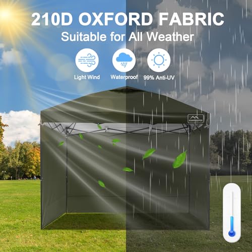 KAMPKEEPER 10X10 Canopy Tent Sidewalls with Zipper for Canopy Frame, 3Pcs Sunwalls Only, UPF50+ Waterproof Side Walls(Olive Green) - color: Olive Green