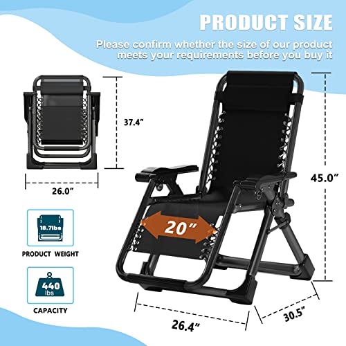 DoCred Zero Gravity Chair, Lawn Recliner, Reclining Patio Lounger Chair, Folding Portable Chaise with Detachable Headrest and Cup Holder - color: Chair With Green Pad, style: Zero Gravity Chair