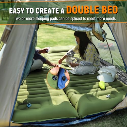 Myxslop Camping Sleeping Pad, Thick 5 Inch Camping Mat with Pillow Built-in Foot Pump Ultralight Inflatable Sleeping Pads for Camping, Backpacking, Hiking, Tent - color: Green