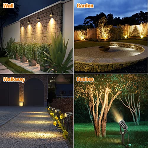 APONUO Metal Solar Spot Lights Outdoor with 9.8ft Cable Solar Powered Landscape Lighting Low Voltage IP65 Waterproof Auto On/Off for Outside Garden Yard Landscape Pathway Garage-Cool White(1-in-1) - color: Cool White, size: 1-IN-1