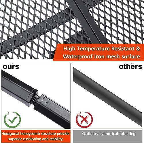 JOUYEK Folding Grill Table, 4x2 FT Portable Camping Table, Lightweight Height Adjustable Metal Tables with Mesh Desktop and Mesh Bag, Outdoor Tables for Camping, Picnic, Beach and BBQ, Black - style: 4x2 FT
