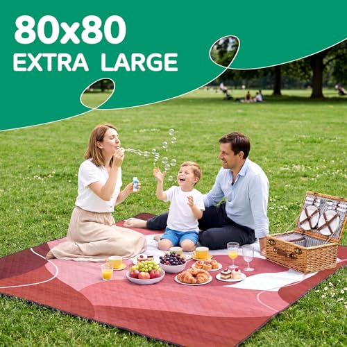 Waterproof Beach Blanket Picnic Outdoor Camping Mat Women Christmas Xmas Birthday Gift Ideas New Bonus Mother Day Mom Mama Mother Day Daughter Son Law Unique Who Have Everything Good Cool Busy Useful - color: Abstract Brick Red
