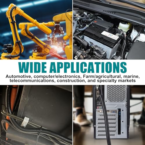 1/4 Inch Wire Loom Split Tubing - 30 ft Cord Protector Electric Wires Covers, Automotive Wire Flexible Conduit, Plastic Wire Cover with Cable Zip Tie (1/4"-30ft) - size: 1/4"-30ft