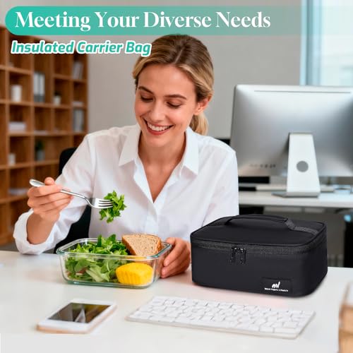 NOL Natural Organic Lifestyle Insulated Lunch Bag for Adults – Compact Cooler Lunch Box with Food-Grade Lining, Waterproof Lunch Bag for Work, Travel | Portable Thermal Meal Tote with Handle, Black - color: Black, size: Small (4.5 Liters)
