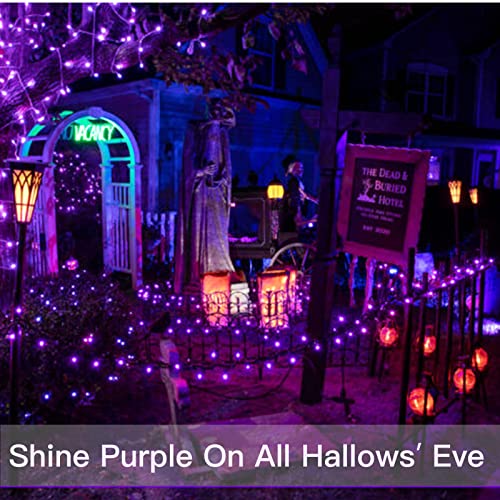 suddus Hallowee Fairy Lights Battery Operated, 33ft 100 LED Fairy Lights with Remote, Purple String Lights for Outside, Porch, Home, Backyard, Window, Yard, Garland, Party Decorations - color: Purple, size: 100LED