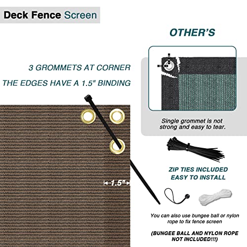 ECOOPTS 3'x10' Balcony Privacy Fence Screen with Zip Ties, Outdoor UV Protection Fence Cover for Balcony Porch Patio Deck Yard (Brown)