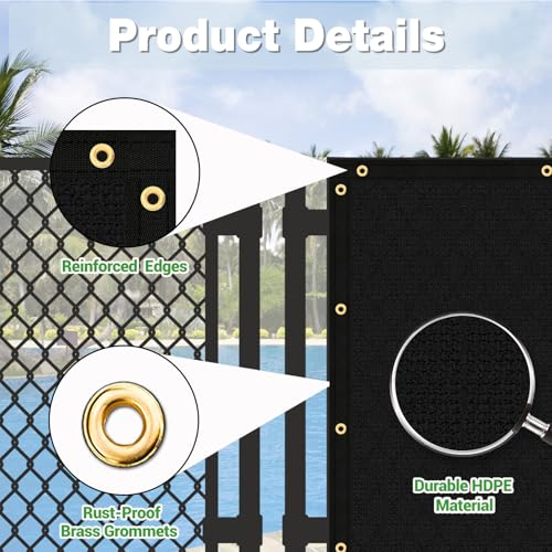 UPGRADE 0 5' X 5 0' Privacy Fence Screen Outdoor Mesh Fencing Covers Screen Fence Wind Block with Grommets for Patio Garden Wall Backyard Black (We Make Customized)