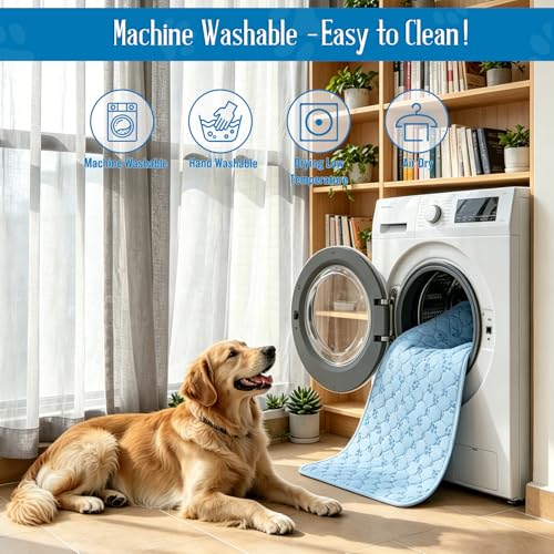 Cooling Mat for Dogs, Q-Max>0.5 Reusable Washable Dog Cooling Pad, Non-Toxic Breathable Pet Cool Blanket, Portable Cooling Bed for Dogs Cats, Indoor Outdoor Summer Heat Relief, No Refrigeration Needed - size: Medium