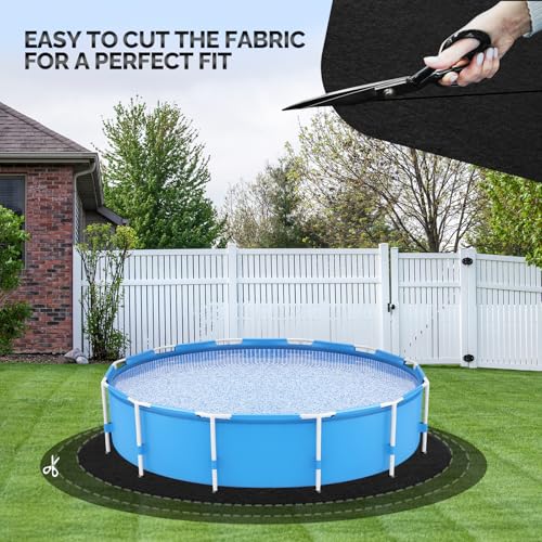 VINGLI 12 FT Pool Pad for Above Ground Pool, Upgraded Extra Thick Swimming Pool Liner Pad 12 FT Round, Prevent Punctures Weed Barrier, Under Pool Mat Pool Protection, Black - size: 12 FT