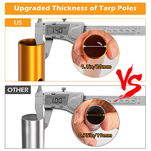 Odoland Adjustable Tarp Poles, Telescoping Aluminum Tent Poles Set of 2, Collapsible Lightweight Poles for Camping, Backpacking and Awnings - size: Thickness 1.4mm