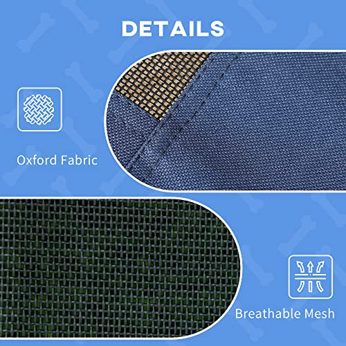 PawHut Elevated Dog Bed with Removable Canopy, Outdoor Dog Cot with UV Protection Canopy Shade, 30 inch Pet Bed for Camping, Dark Blue - color: Blue, size: 30 inch