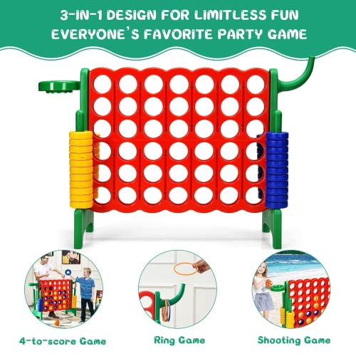AKUSTIK Giant Connect Game Outdoor, 4 in a Row Jumbo 4 to Score for Kids Adults Family Party Yard Lawn, Large Connect Game with Quick Release Slider 42 Jumbo Rings (Green) - color: Green