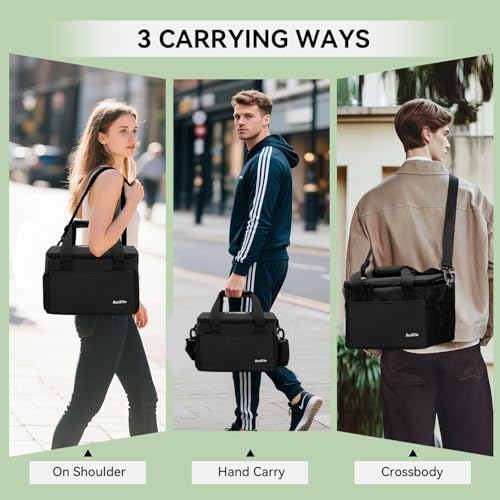 6 Cups Drink Carrier for Delivery, Reusable Cup Holder with Handle, Insulated Collapsible Drink Carrier, Adjustable Dividers, Shoulder Strap, Portable Cooler Tote Bag for Delivery, Travel, Car (Black) - color: Black